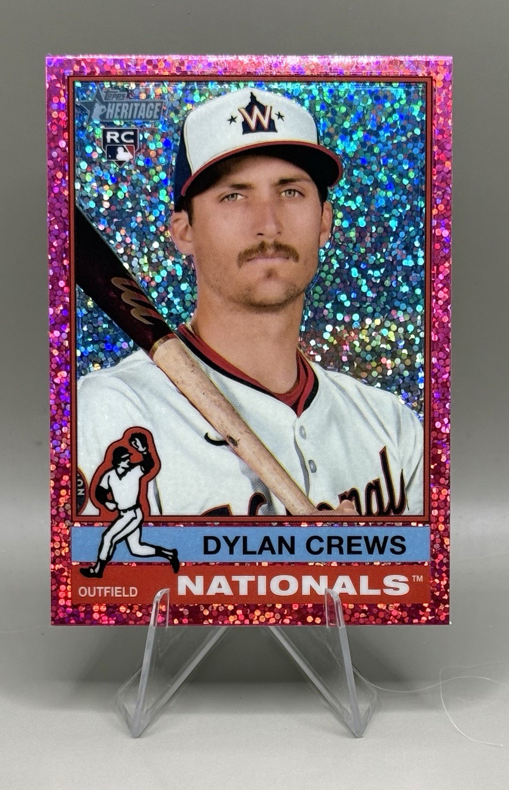 2025 Topps Heritage #247 Dylan Crews RC Chrome Pink Sparkle Grade Ready