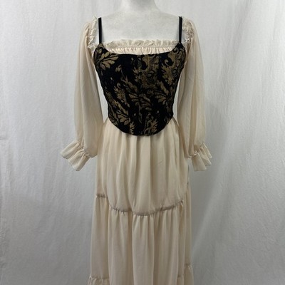 Unbranded Ivory Tiered Off Shoulder Renaissance Ruffle Romantic Maxi Dress Sz L