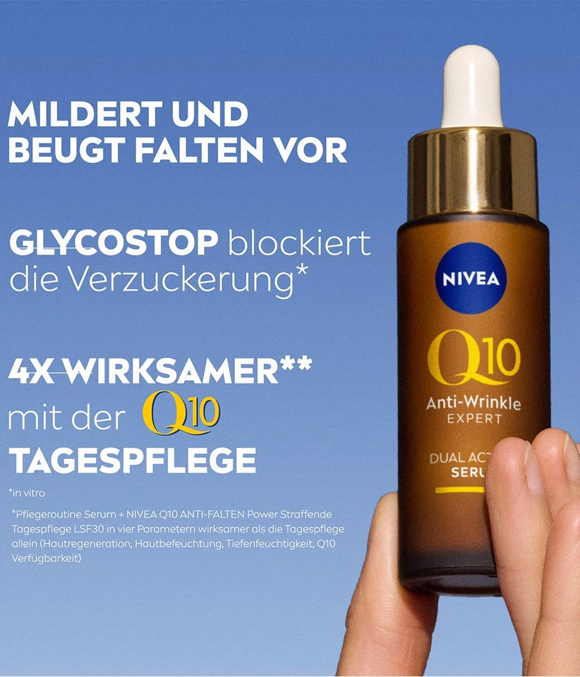 NIVEA Q10 Anti-Falten Experte Dual Action Serum GLYCOSTOP® glättend 30ml - Bild 4 von 4