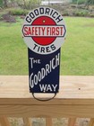 Vintage Porcelain B.F. Goodrich Tires Safety First Metal Sign. Approx. 6"X11.75" — photo 1