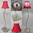 Pottery Barn 30" Lamp Red Shade Curvy Metal Stem Stainless Steel Base LED Floor