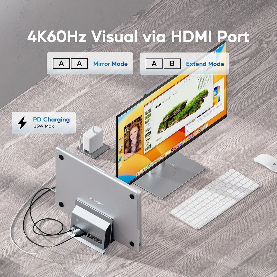 PULWTOP Vertical MacBook Docking Station M.2 NVMe 4K@60Hz HDMI - Image 4 of 4