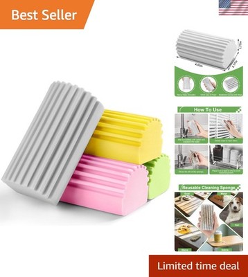 4-Pack Reusable Damp Dusting Sponge Set - Perfect for Gentle Household Cleaning