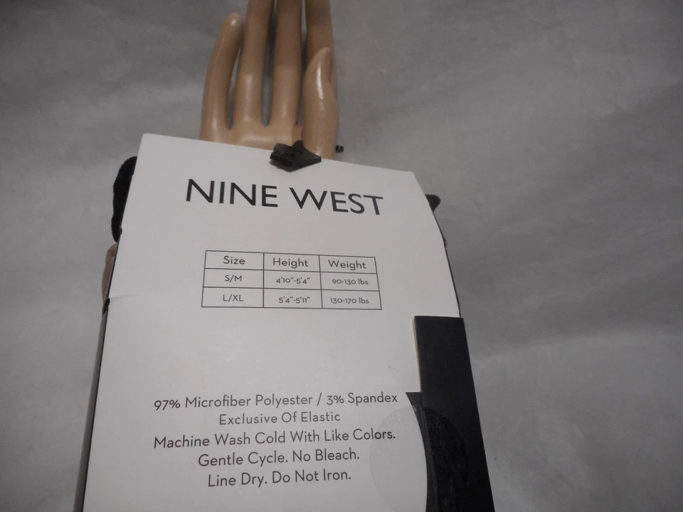 Medias Nine WEST para mujer sin pies forradas de vellón 2 pares beige/negro talla S/M y L/XL Foto 3 de 4