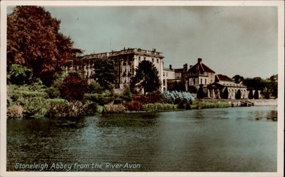 RPPC Stoneleigh Abbey River Avon vintage postcard y500