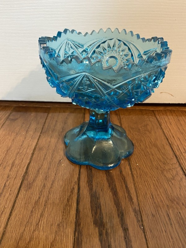 Kemple Glass Works Blue Candy Dish “No 7 Toltec” Black Light Reactive