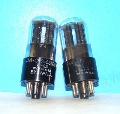 6SN7GT VT-231 Sylvania 2 hole bad boys radio audio amplifier vacuum tubes valves