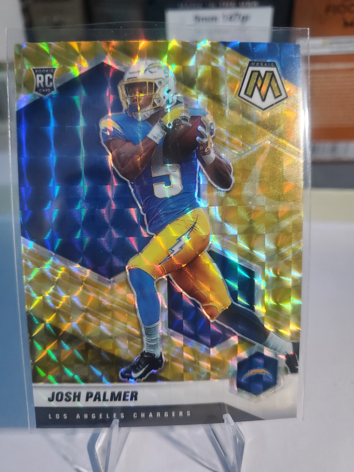 2021 Panini Mosaic Rookies Josh Palmer #329 Mosaic Reactive Yellow Prizm (RC)