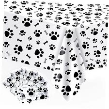 6 Pack Puppy Dog Pet Paw Print Tablecloth, Large Size Paw Print and Bone Sign 