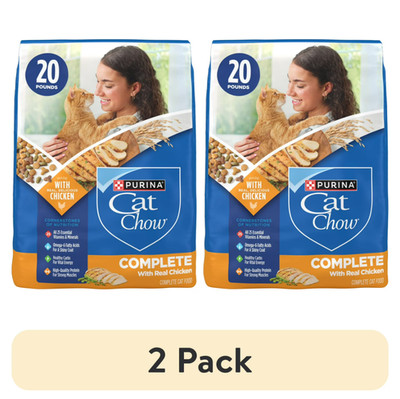 (2 pack) Purina Cat Chow Complete With Real Chicken Dry Cat Food, 20 lb Bag