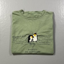 Vintage Antarctica Penguin Nature Graphic T Shirt Size XL Educational USA Made