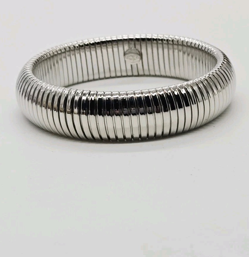 Omega Silver Tone Stretch Bracelet Wide Couture Flex OSFM One Size #2