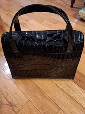 DKNY CITY Black Handbag Croc Style Vintage