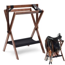 1 Pack Pine Wood Saddle Rack Portable Folding Horse Saddle Stand 20" L x 17" ...