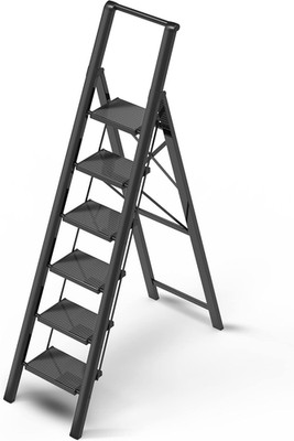 Gamegem 6 Step Ladder for 12 Feet High Ceiling, Lightweight Aluminum Folding Ste