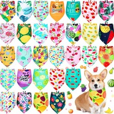 30 Pack Spring Dog Bandanas Bulk Summer Fruit Pet Bandanas Soft Triangle Dog ...