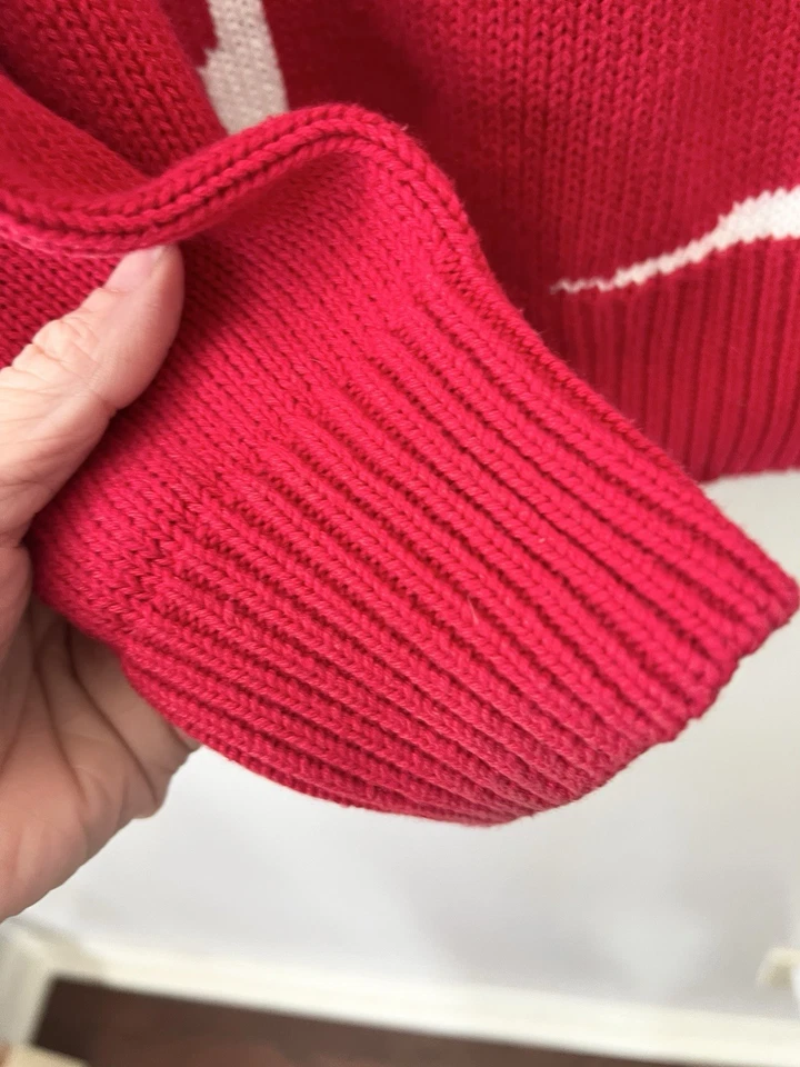 Suéter Hathaway Navidad Adulto L Algodón Mano Intarsia Santa Reno De Colección Foto 3 de 4