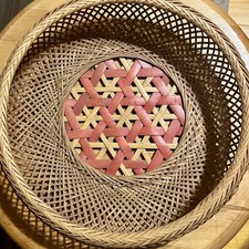 VTG Woven Wicker Basket Boho Chic Cottagecore Decor Circular Bowl