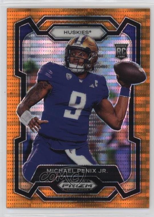 2024 Panini Prizm Draft Picks Orange Pulsar /49 Michael Penix Jr Rookie RC v3r