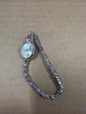 Oval Silver Tone Clear Stone Bracelet Quartz Watch HM Mark Parts Repair