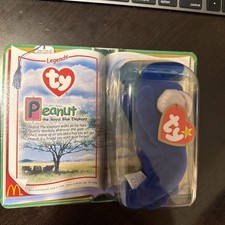 Ty Peanut The Elephant Beanie Baby Royal Blue McDonald's Original Packaging