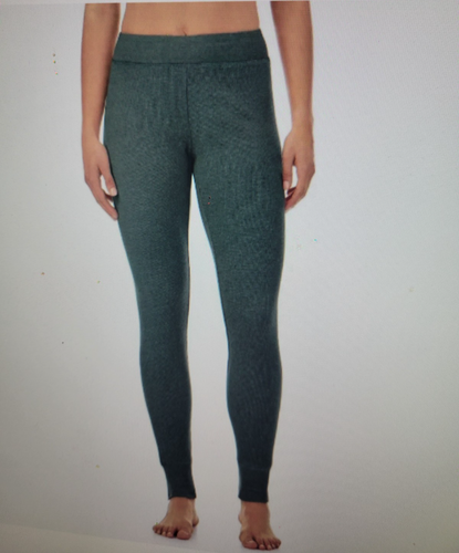 Warme Essentials by Cuddl Duds Grün Waffel Thermo Legging mit Taschen L Neu
