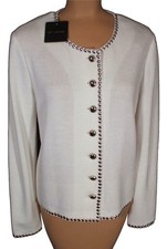 NWT ST. JOHN Knits Bright White Santana Silver Sequin Jacket Blazer sz 12 $1495