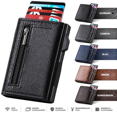 Slim Wallet Geldbeutel RFID-Schutz Portemonnaie Geldbörse Karten Münzfach Schmal