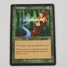 MTG Wellwisher Onslaught French HP Elf Creature Card Green Vintage Kindred