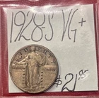 1928-S Standing Liberty Silver Quarter (VG+) Very Good+ Condition!  ENN Coins