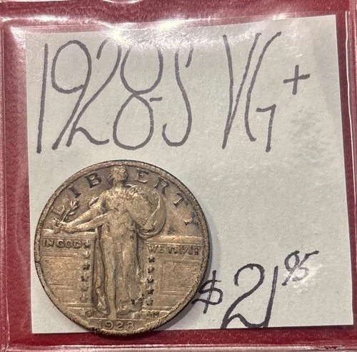 1928-S Standing Liberty Silver Quarter (VG+) Very Good+ Condition!  ENN Coins