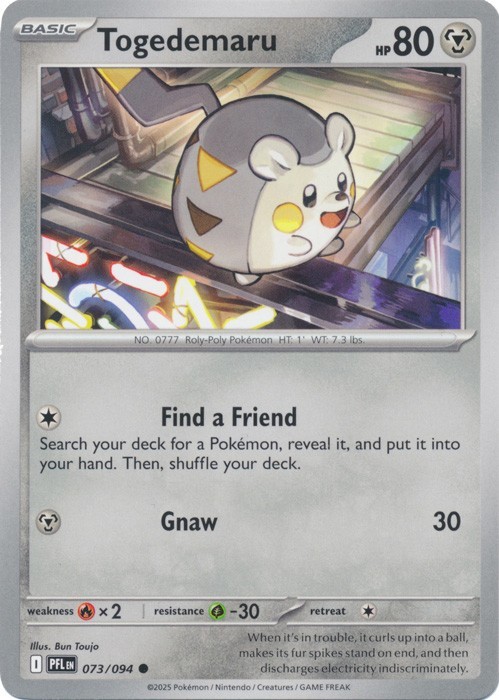 Togedemaru Phantasmal Flames 073/094 Regular Common 2025 Pokemon TCG Near Mint