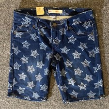 Levis Bermuda Shorts Boys 12 Blue Denim Star Print Slim Stretch Above Knee