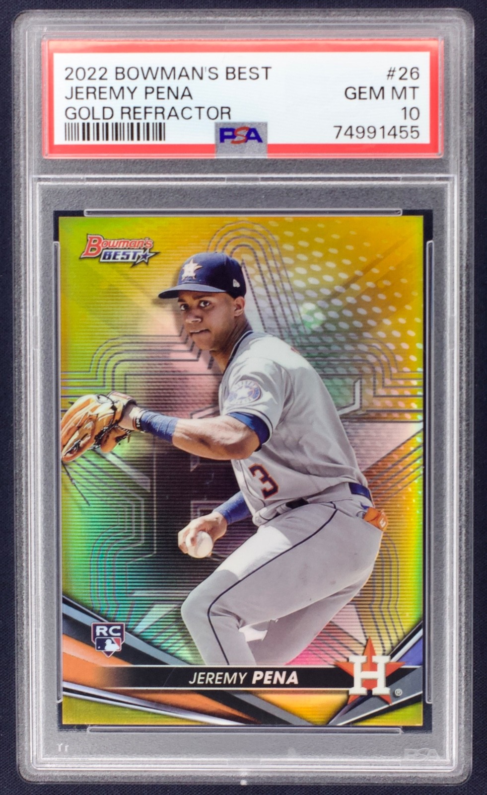 2022 Bowman's Best Jeremy Pena #26 Gold Refractor /50 (RC) Astros PSA 10 Gem