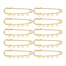 10pcs Brooch Findings Safety Pins Needles with Holes Metal Pins Brooch for DIY