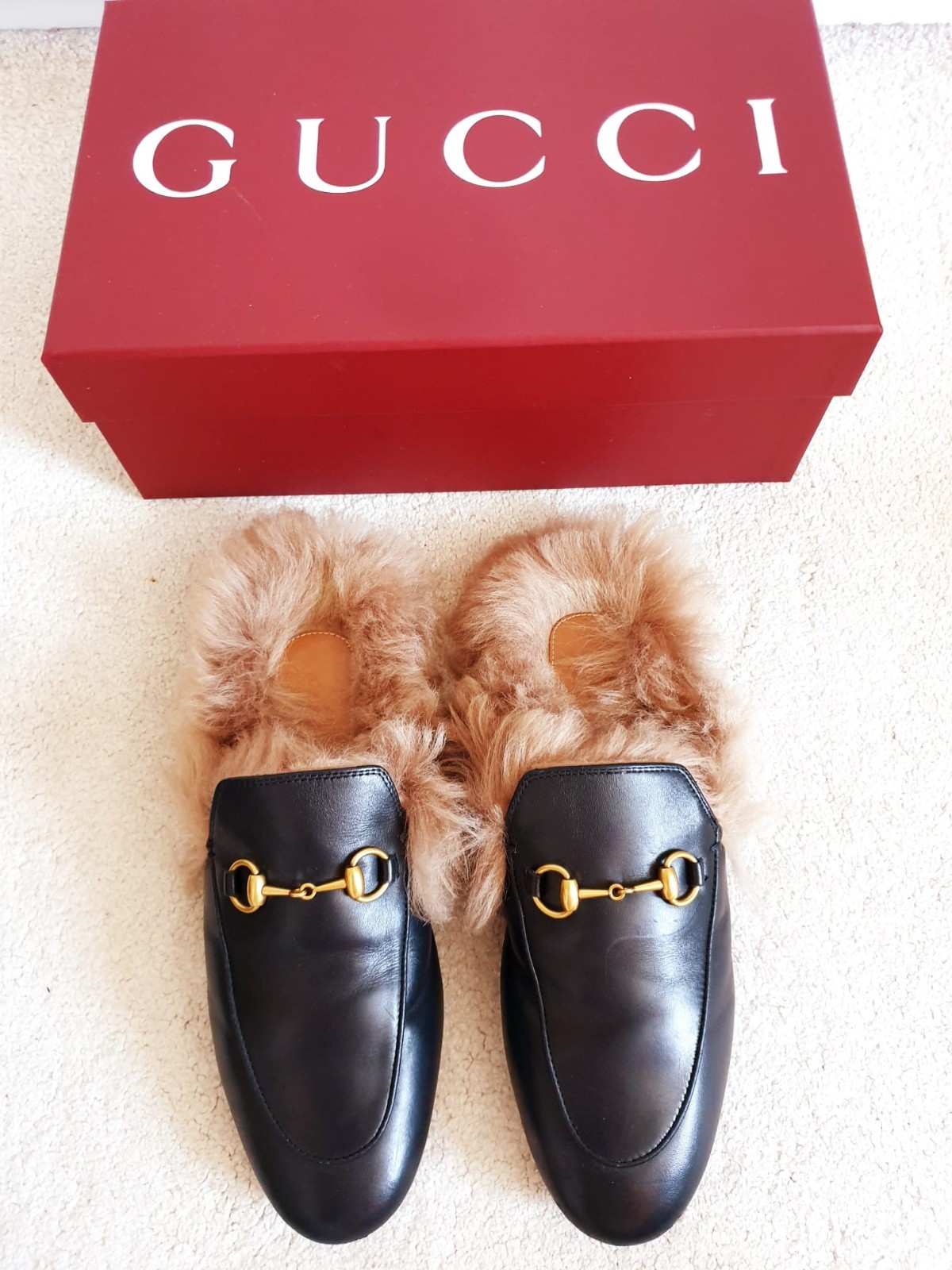Gucci Women's Princetown Black Leather Loafers Slippers Mules UK 4 EU 37 US 7