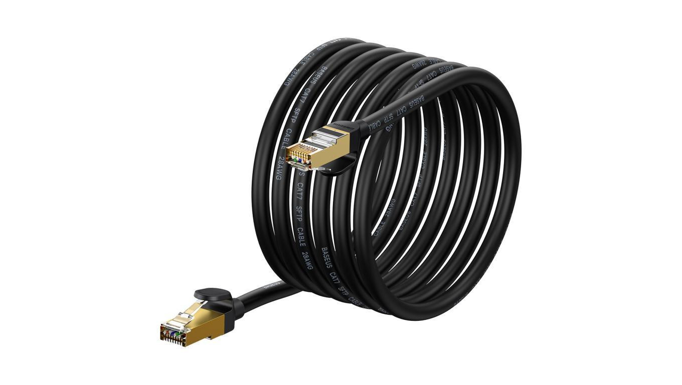 6932172611392 Кабель Baseus Speed Seven szybki, встроенный в RJ45, 10 Гбит /с, 5 м, черный (Великобритания