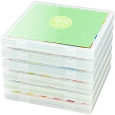 12x12 Paper Storage, 6-Pack Craft Organizers and Storage Box, Plastic Scrapbo...