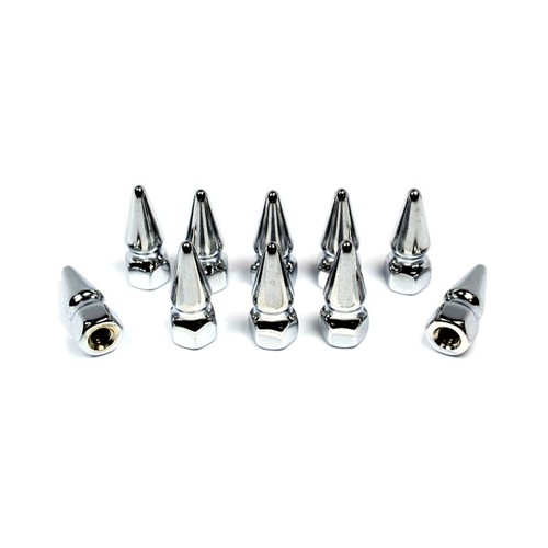 Colony Chrome Pike Nuts (Pair) fit Harley-Davidson 1/2" -13 UNC Imperial Bolt - Picture 2 of 3