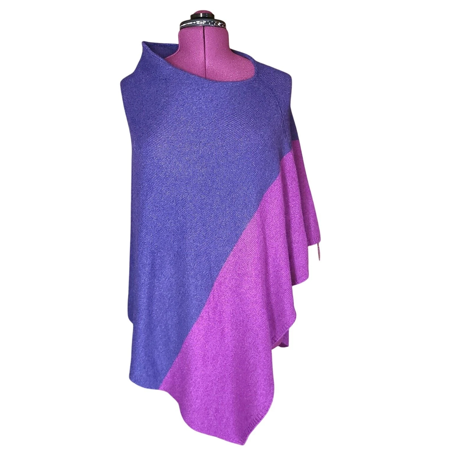 Forte Cashmere Poncho Women One Size Dark Purple Pink Purple 100% Cashmere