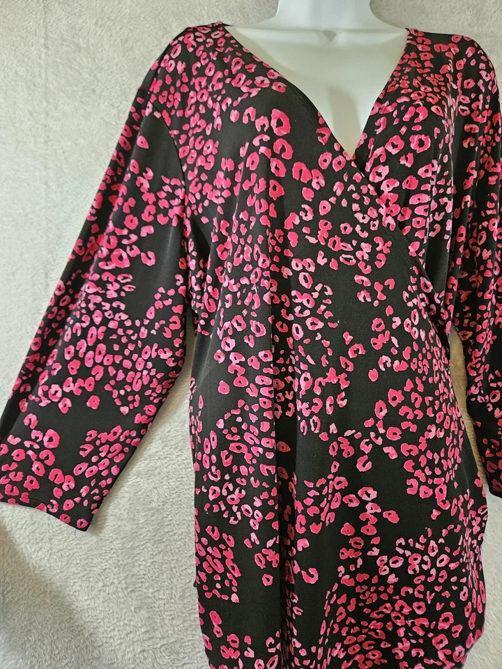 Jennifer Lopez Tunic Top Womens 2XL Animal Print Stretch V Neck Wrap Blouse - Image 4 of 4