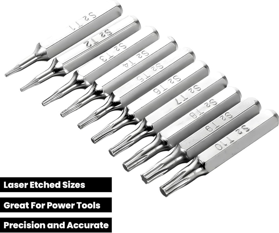 10PCS Security Torx Bit Set, Precision Torx Bit Set T1 - T10 Miniature ...