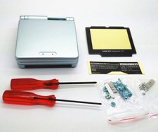 GBA SP Game Boy Advance SP Replacement Housing Shell Screen Lens Pearl Blue USA 