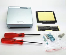 GBA SP Game Boy Advance SP Replacement Housing Shell Screen Lens Pearl Blue USA!