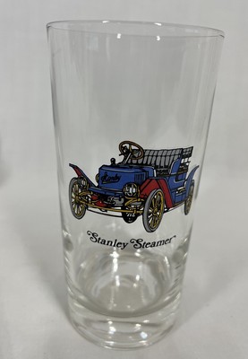Antique Car  Stanley Steamer  Drinking Glass Barware Avon Campaign EUC
