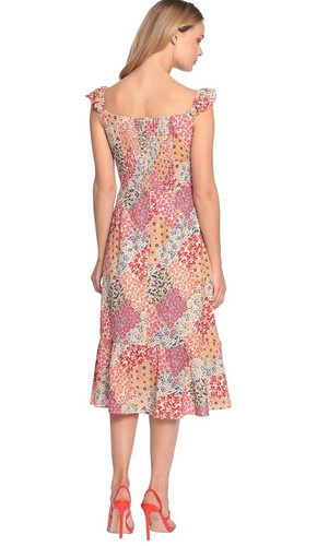 Donna Morgan Women's Sleeveless Ruffle Strap Dress Sz 16W Floral Patchwork Fairy - Picture 5 of 15