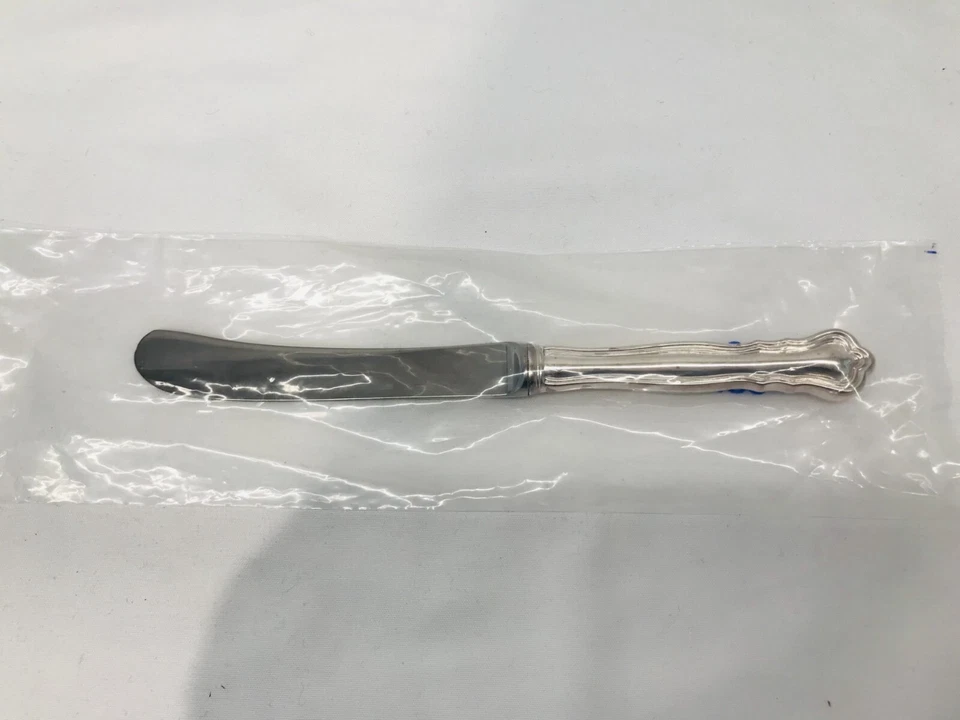 Sellado Nuevo Juego De 4 Abedules Regency Chippendale Plato de Plata Cuchillo Mantequilla Sin Mono Foto 2 de 3