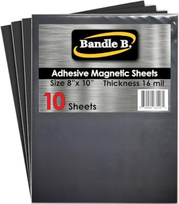 Bandle B. Magnetic Sheets, 8'' x 10'', Pack of 10. Flexible Magnetic Sheets wit...