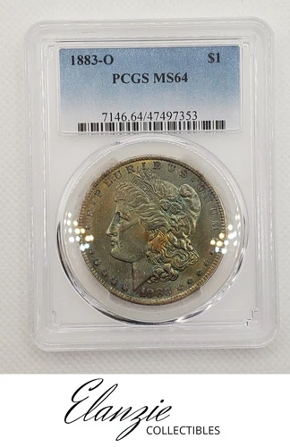 1883-O Morgan Dollar PCGS MS64 Blueberry toning on Obverse