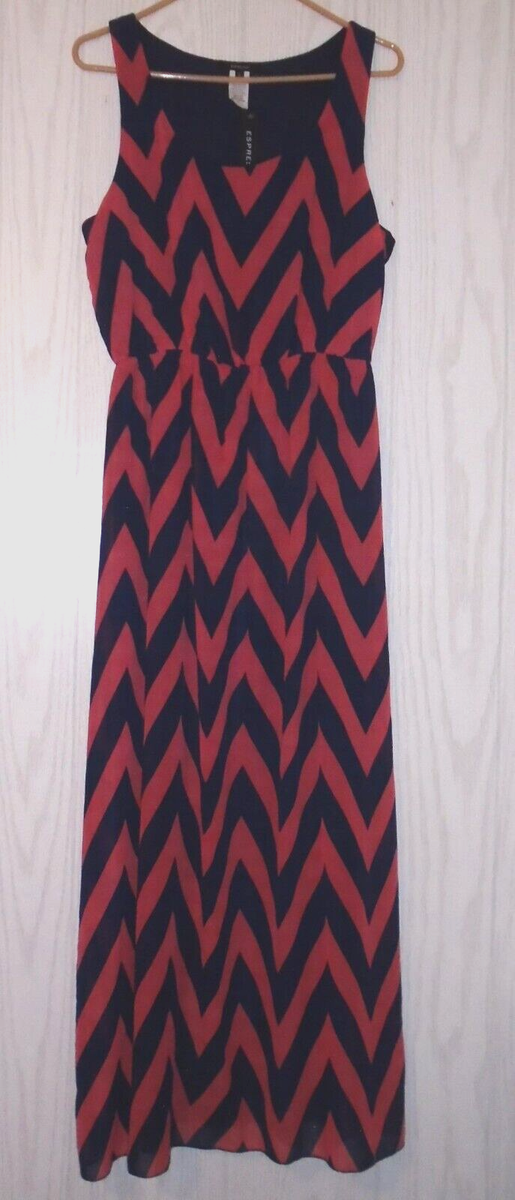 navy and orange chevron dress 1X-2X-3X BLUE & CORAL RED CHEVRON PRINT DRESS------------SALE